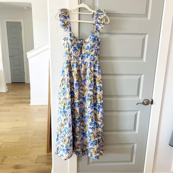 New ASTR Wedelia Bustier Midi Dress Yellow Blue Floral - Picture 4 of 6